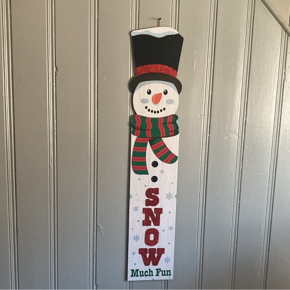 NWT- 48” Glittered LET IT SNOW Snowman Wooden Leaner or Hanger Decoration Sign - Picture 5 of 17